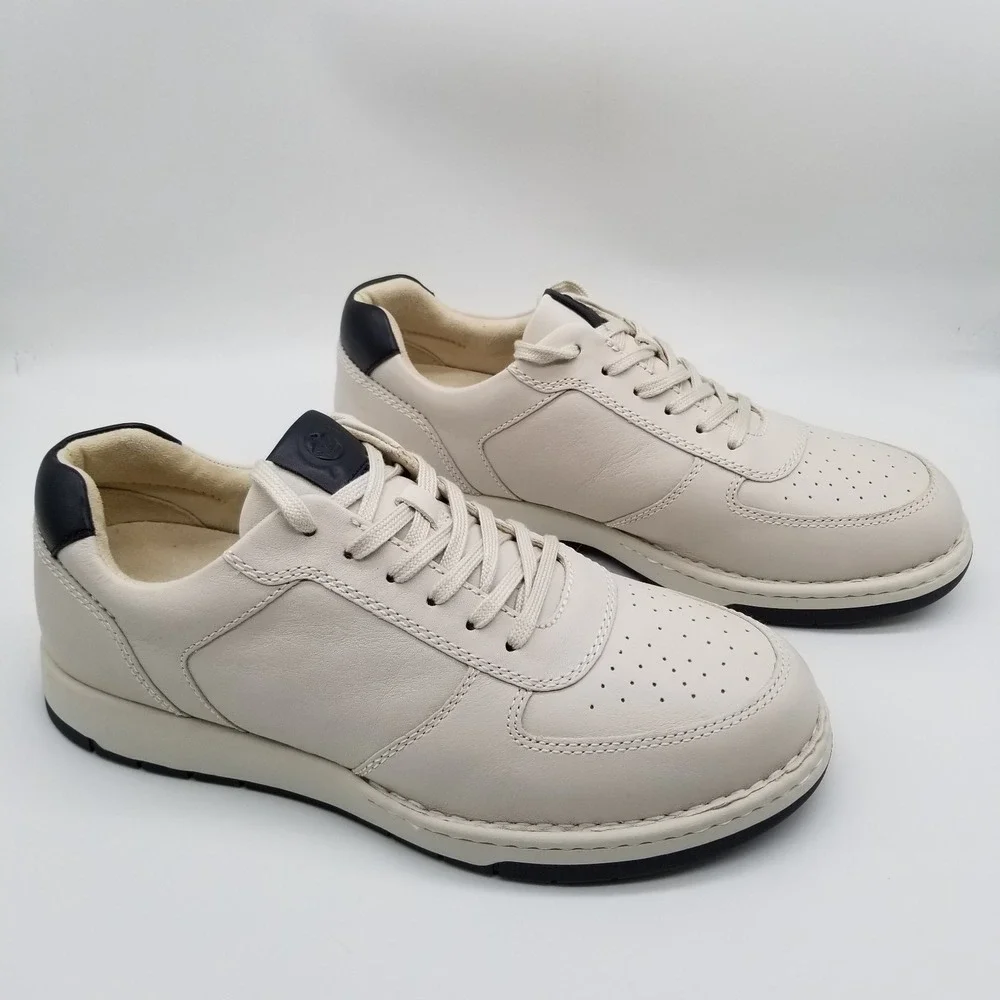 Born Men Captain Lace Oxford Casual Shoes‎ Sz 10 M White Navy Leather Sneakers